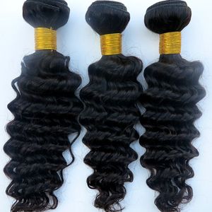Cheveux brésiliens tisse des faisceaux de cheveux humains vierges vague profonde trames bouclées 8-34 pouces non transformés péruvien indien mongol Extensions de cheveux en vrac