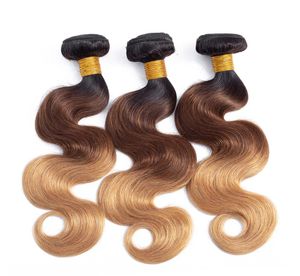 Braziliaans haar inslag ombre human hair extensions natuurlijk menselijk haar body wave driekleurige kleur 1b427 100gBundle1537218