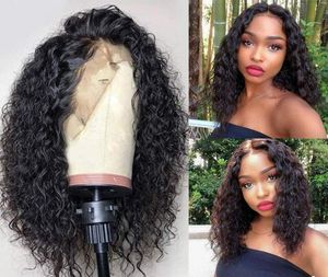 Brésilien Hd Full Lace Human Hair Wigs 360 Frontal Frontal Remy Hair Grey Eau Jerry Curly Bob Pré-cueillet 12 pouces