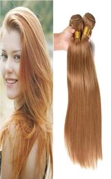 Cheveux brésiliens blonds miel 3 paquets couleur entière 27 Extensions de tissage de cheveux humains vierges blond miel droit 6781921