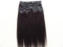 Clips humains brésiliens dans les extensions de cheveux droites lumière yaki trame de cheveux couleur noire naturelle 100g un paquet 9 pièces un ensemble