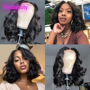 Perruque Bob Lace Front Wig naturelle brésilienne, cheveux humains, Body Wave, 13x4, densité 150%, 180%, 210%, perruques péruviennes, indiennes, malaisiennes, 10 à 18 pouces