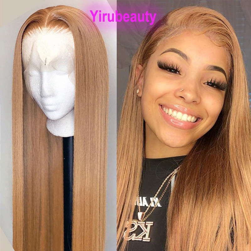 Brazilian Human Hair 27# Color 13*4 Lace Front Wig 150% density 210% 180% 250% Remy Products 12-32inch Wigs