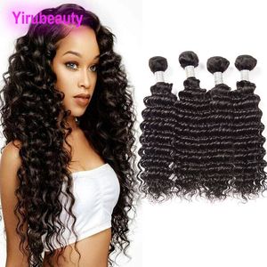 Cabello humano brasileño 4 paquetes Extensiones de cabello virgen sin procesar Onda profunda Rizado 10-28 pulgadas Tejidos Color natural