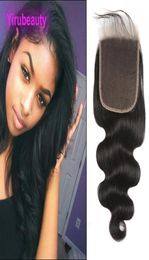 Brésilien Human Hair 6x6 Lace Close Body Wave 1224 pouces avec des extensions de cheveux de bébé six par six fermetures Couleur naturelle entier5004739