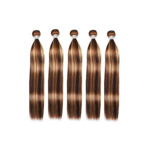 Extensions de cheveux humains brésiliens P4/27 vague de corps droite 5 pièces/lot Double trames couleur piano 10-30 pouces produits capillaires