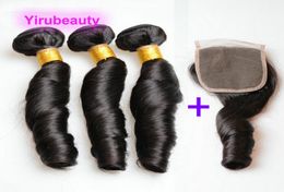 Braziliaans menselijk haar Extessions Funmi Lente Krullend 3 bundels met 4X4 vetersluiting Babyharen 1024 inch 4 stuksslot2658732