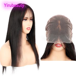 Perruque Full Lace Wig brésilienne naturelle, cheveux humains, lisses et soyeux, densité 150%, couleur naturelle, 16 à 26 pouces, HD, 180%