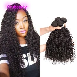 Cheveux Humains Brésiliens Crépus Bouclés 6 Pièces Péruvienne Indienne Malaisienne Extensions de Cheveux Vierges Double Trames Couleur Naturelle 10-30 pouces