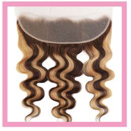 Braziliaans Echt Haar P4/27 Piano Kleur 13X4 Kant Frontale Rechte Body Wave 10-24 inch 4 27 Peruaanse Indiase Maagd Sluitingen