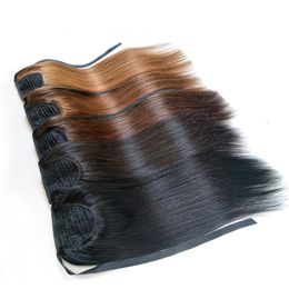 Braziliaanse menselijke haar-remy paardenstaart extensions rechte 14 "tot 26" Paardenstaarten met clip in menselijke hair extensions groothandel fabrieksprijs