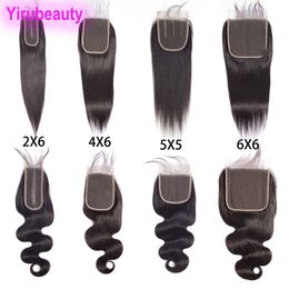 Braziliaans Menselijk haar Recht Maagdelijk haar 2X6 Vetersluiting Met babyhaar 4X6 Sluiting 5X5 Zes bij zes Sluitingen Recht Body Wave 10-24