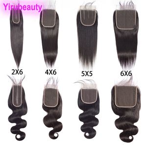 Brazilian Human Hair Straight Virgin Hair 2X6 Lace Closure With Baby Hair 4X6 Closure 5X5 Six By Six Closures Straight Body Wave 10-24"
