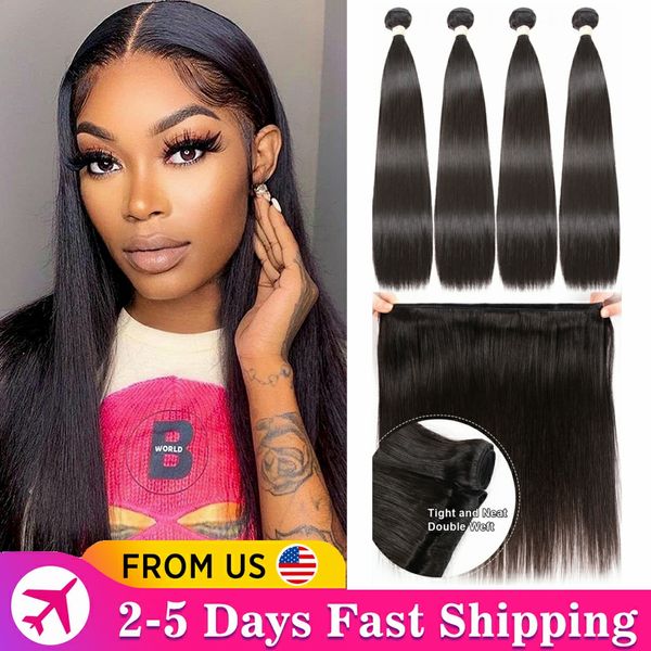 Bundles de tissage de cheveux humains brésiliens Cheveux raides 1-6 Lots 8 - 42inch Bundles de cheveux humains Remy Extensions Vente en gros