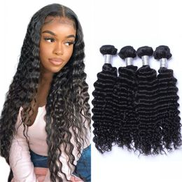 Braziliaanse mensenhaar in de mefts Deep Wave Bundels 3/4 PCS Natuurlijke kleur krullende niet-remy extensies 8-26 inch