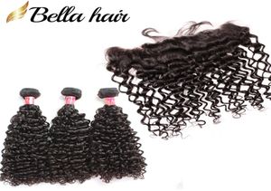 Trames de cheveux humains brésiliens tisse des paquets bouclés avec fermeture frontale en dentelle 13x4 vierge Remy Bella Hair4636720