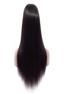 Perruques de cheveux humains brésiliens vierges cheveux raides partie centrale 4x4 perruque avant en dentelle avec frange pour femmes noires 180 densité sans colle Nat2287485