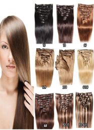 Cheveux humains brésiliens 1624quot Clip dans les extensions de cheveux humains 1 1B 2 4 6 27 613 100gset Extensions de cheveux humains5686749