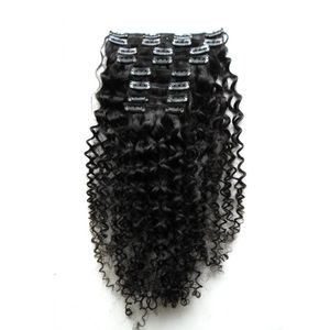Braziliaanse menselijke natuurlijke haar Dolag 8 stuks / set 100 gram kinky krullende clip in menselijke hair extensions 100% natuurlijke haarclip ins