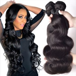 El cabello humano brasileño Remy Virgin Body Wave teje extensiones de cabello sin procesar Color natural 100 g / paquete Tramas dobles 3 paquetes / lote