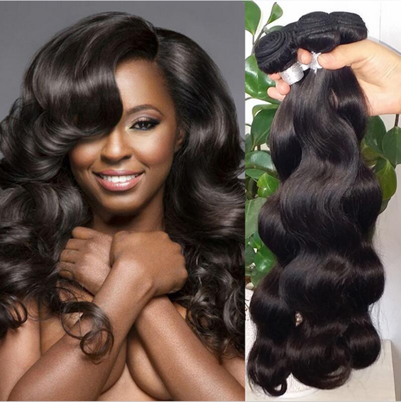 Brazilian Human Remy Virgin Hair Body Wave Hair Weaves Natural Color Double Wefts 3Bundles/lot