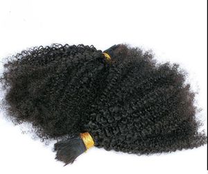 Brazilian Human Virgin Hair Afro Kinky Curly Hair Bundle Hair Extensions Unprocessed Natural Black Dark Brown Color Thick End