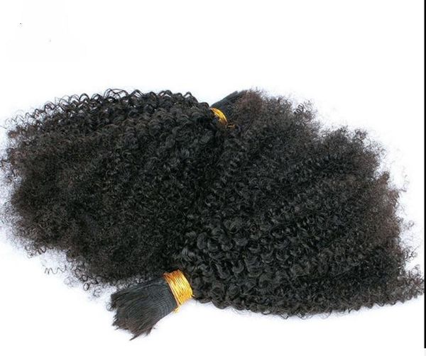 Brésilien Vierge Humaine Cheveux Afro Crépus Bouclés Cheveux Bundle Extensions de Cheveux Non Transformés Naturel Noir Brun Foncé Couleur Épais Fin