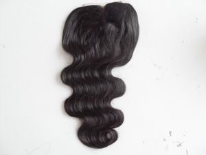 Braziliaanse Menselijke Maagd Haarverlenging Kant Front Grade 7A Haarproduct Onverwerkte natuurlijke zwarte Body Wave 4 * 4inch Kantsluiting