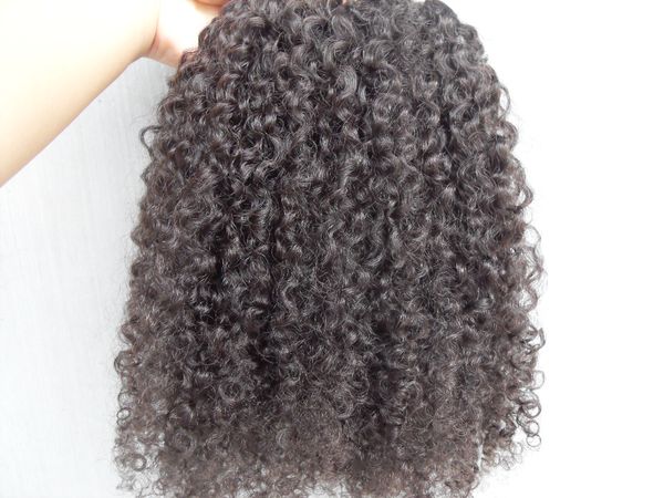 Extensions de cheveux vierges humains brésiliens 9 pièces clip dans les cheveux crépus style de cheveux bouclés brun foncé couleur noire naturelle