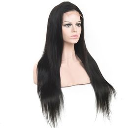 Perruque Full Lace Wig brésilienne naturelle, cheveux vierges, 12-26 pouces, couleur naturelle malaisienne, densité 150%, produits capillaires