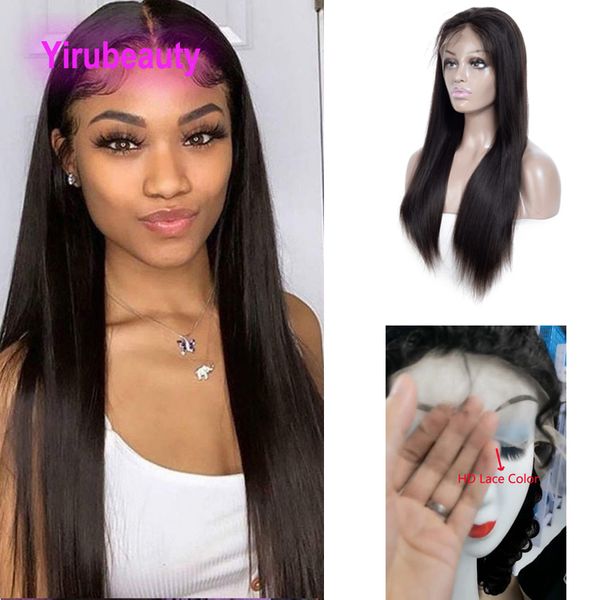 Perruque Lace Front Wig brésilienne naturelle, cheveux vierges, HD 13x4, densité 150%, droite, Deep Wave, crépus bouclés, vagues d'eau Yaki, 10-38 pouces