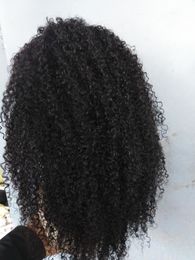 Pelucas brasileñas de cabello virgen humano Producto para el cabello Kinky CurlyStyle Color negro natural 130% Pelucas delanteras de encaje Desnity