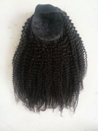 Braziliaanse menselijke maagdelijke remy afro kinky grove paardenstaart hair extensions clip ins natral zwarte kleur 100g een stuk voor zwarte vrouwen