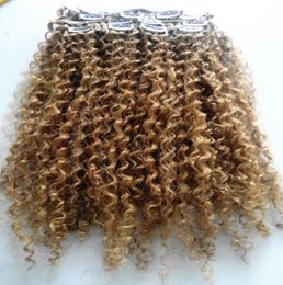 Brésilien vierge humaine remy cheveux bouclés trame boucle naturelle tisse blonde non transformée 270 double clip dessiné dans les extensions5605071
