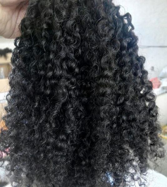 Brésilien Human Virgin Remy Remy Clip Curly Curly dans les cheveux Terre Double Double Drawn Hair Extensions non transformées Natural Noir Color3749597