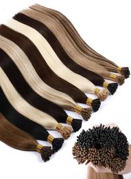Extensiones de cabello brasileño con punta en I, fusión de queratina, extensiones de cabello humano, 1gStrands, 100 Strandsbag, 11 colores para elegir, 1224 pulgadas, 9877125