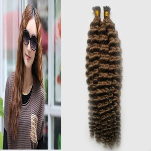 Braziliaanse I Tip Pre-Bonded Curly Human Hair Extensions Full Head Sets 100% Menselijk Natuurlijk Haar Braziliaanse Remy Hair
