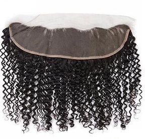 Brésilien Jerry Curl 13x4 Fermetures frontales en dentelle Partie libre Vierge humaine non transformée avec des cheveux de bébé