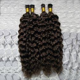 Brésilien Kinky Curly 7A Fusion Extensions de Cheveux Humains 200g Kératine I Tip Extensions de Cheveux Européens Humains 10"-26" Cheveux Naturels sur Capsules