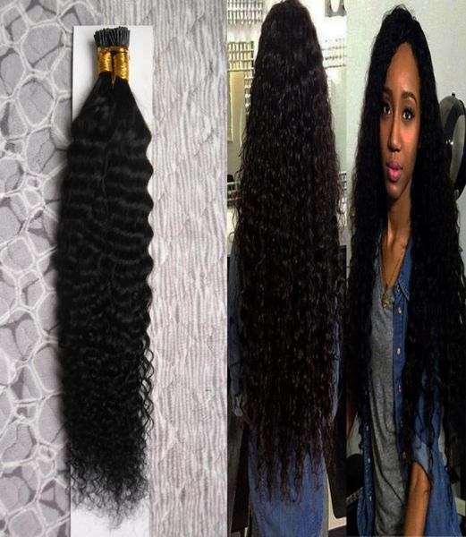 Pelo rizado brasileño 100pc Fusion NailU Tip Extensiones de cabello 14quot 18quot 22quot Remy Keratin Cabello humano europeo en 3874553