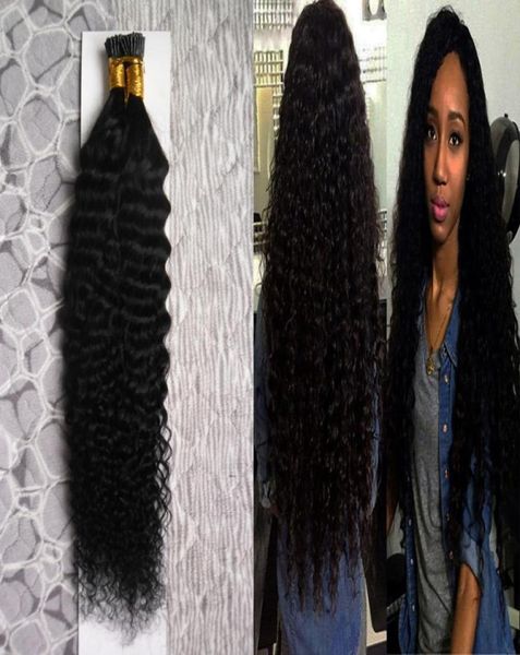 Cheveux bouclés crépus brésiliens 100pc Fusion NailU Tip Extensions de cheveux 14quot 18quot 22quot Remy Kératine Cheveux humains européens sur 9120688