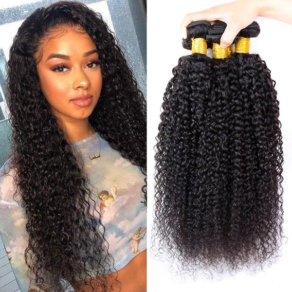 Bundles de cheveux bouclés crépus brésiliens 100% Extensions de tissage de cheveux humains Couleur naturelle 1/3/4 Bundles Deal Remy Hair pour les femmes