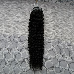 Cheveux brésiliens crépus bouclés Micro Link Extensions de cheveux Humain 1 faisceaux 10 