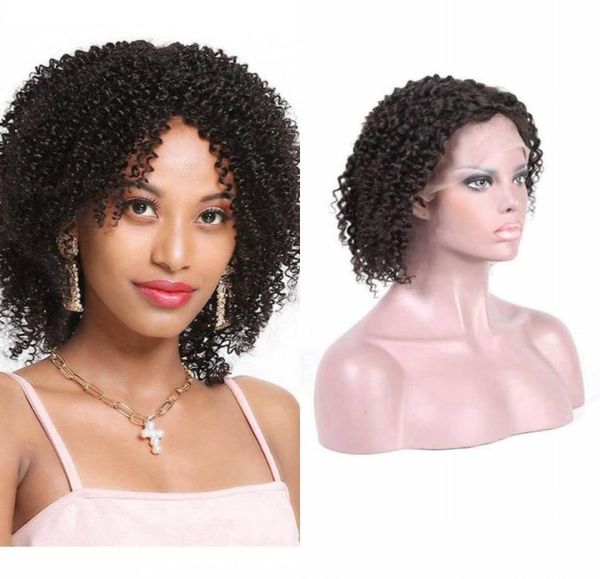 Pelucas de cabello humano rizado brasileño para mujeres negras 130 peluca de encaje de color natural preplaced2112064