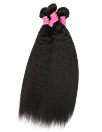 Paquetes de cabello humano brasileño rizado recto Yaki tejido 8A paquetes de cabello virgen brasileño 4 piezas extensiones de cabello ondulado trama ondulada entera 176926713465