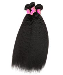 Braziliaanse kinky rechte yaki menselijk haar weven 8a Braziliaanse maagdelijke haarbundels 4 stuks golvende haaruitbreidingen golf inslag geheel176925685015