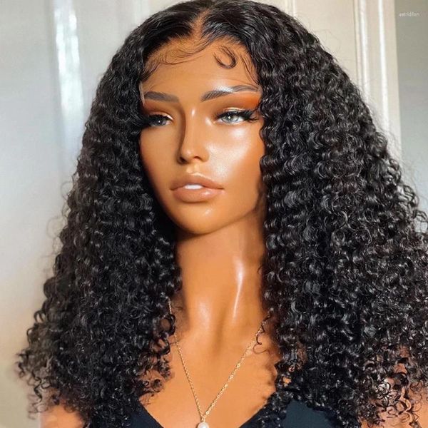 Brésilien Loose Deep Wave 13x4 Lace Frontal Human Hair Wigs 180% Transparent Curly Bob Short Bob Remy pour les femmes