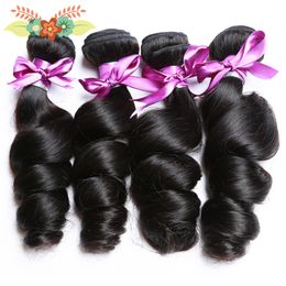 Paquetes brasileños de cabello ondulado suelto, cabello humano negro natural, tejido no Remy Jet Black, 8-28 pulgadas, 1/3/4 unid/lote, ofertas de paquetes