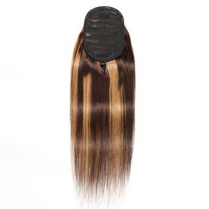 Brésilien Malaisien Péruvien Indien 100% Cheveux Humains P4/27 Piano Couleur 14-24 pouces Silky Straight Ponytails