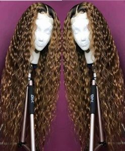 Cheveux brésiliens non remy Ombre 1b 27 couleur vague profonde pleine dentelle perruques de cheveux humains avec des cheveux de bébé partie moyenne ligne de cheveux naturelle 5718655